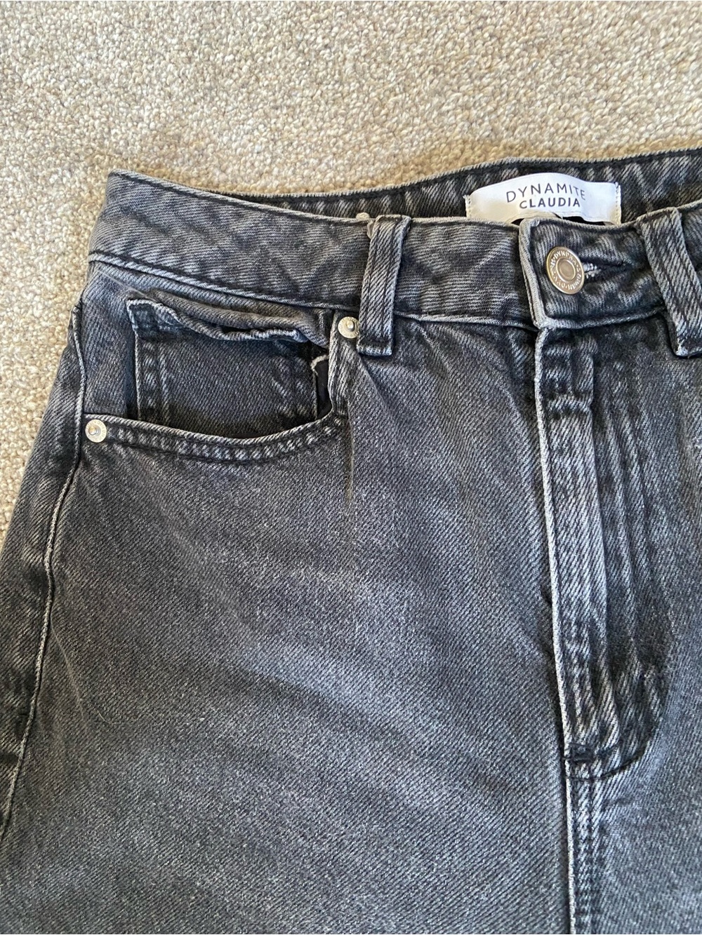 Dynamite High Waist Mom Jeans Washed Black Straight Leg Denim - Picture 6 of 11